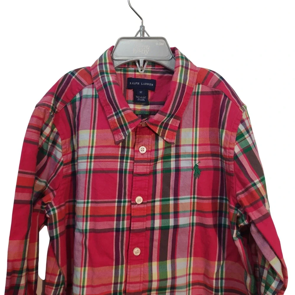Ralph Lauren Plaid Button Down Shirt - Kids‎ Size 12 - Long Sleeve Button Down
